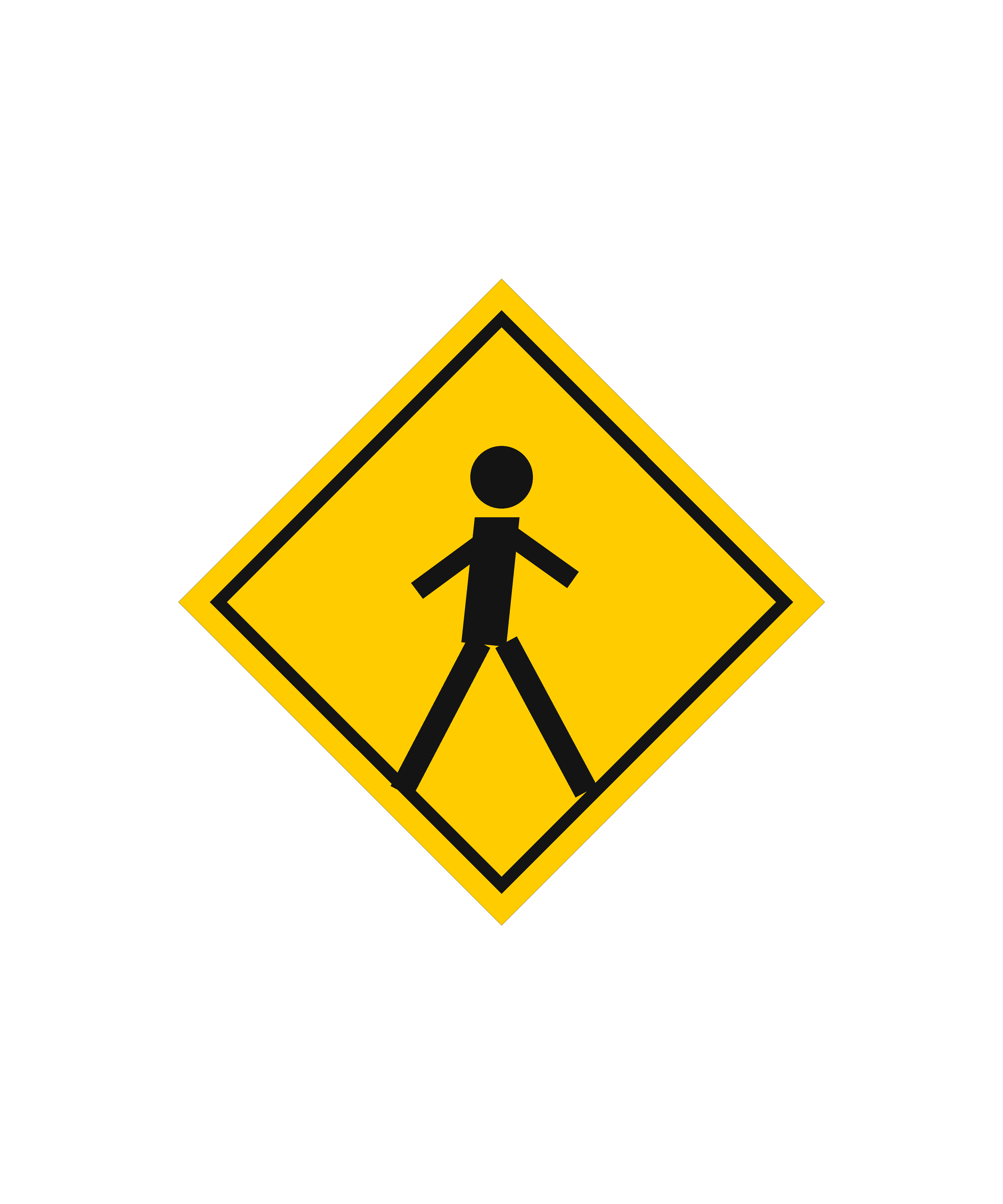 Pedestrian Crossing Yellow Diamond Tee