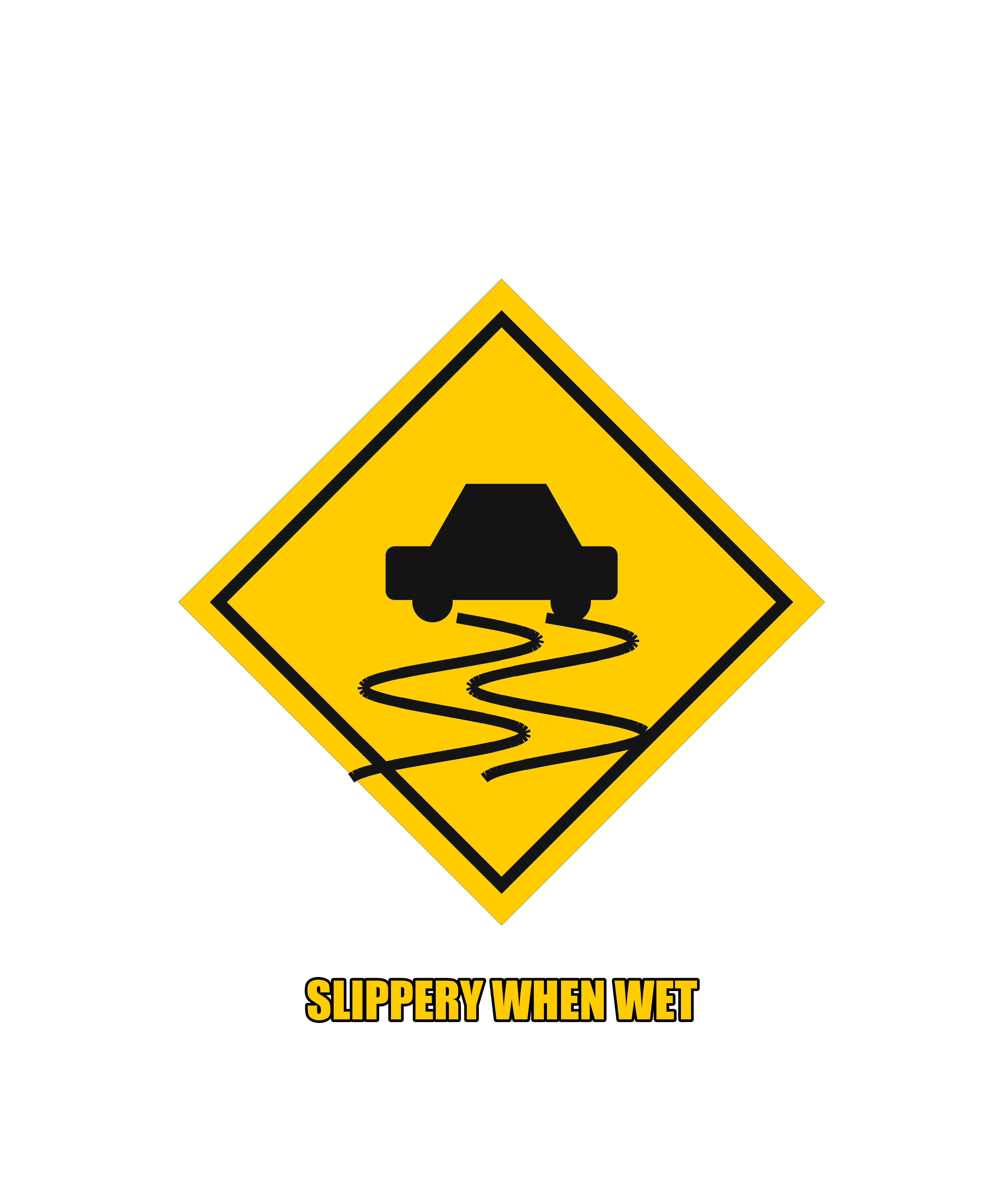 Slippery When Wet Danger Sign Tee